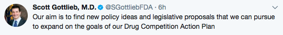tweet from Scott Gottlieb, MD